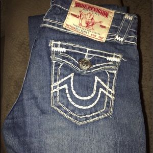 Straight leg True Religion blue jeans